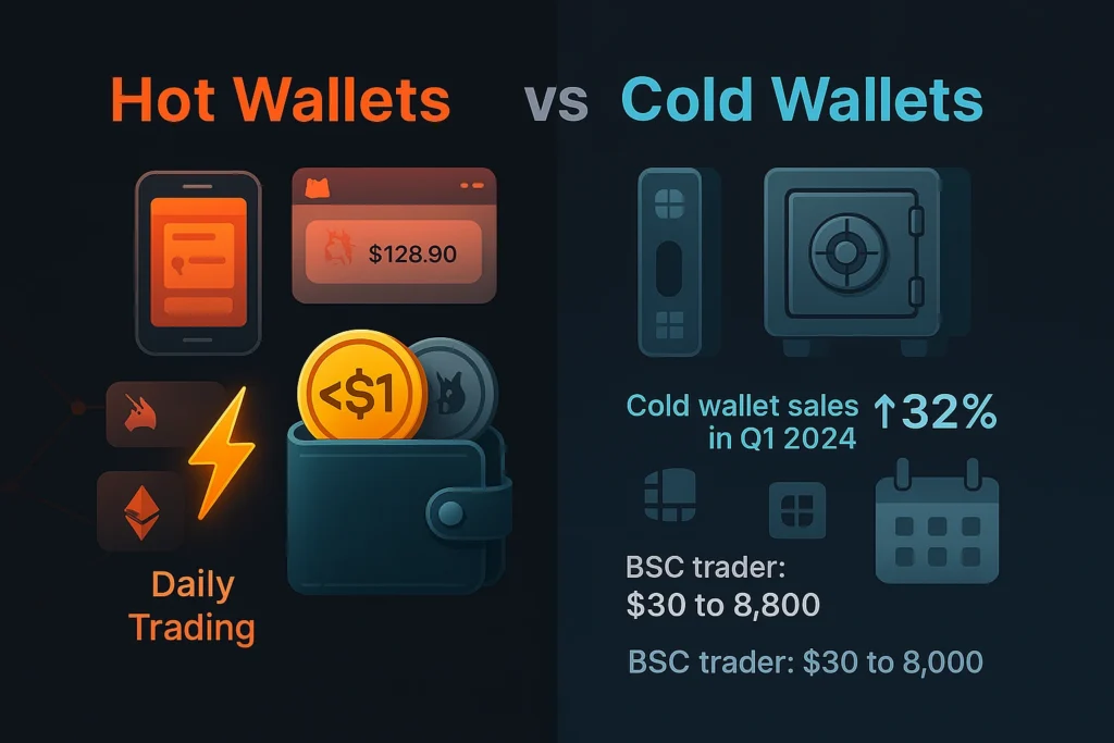 Comparison between hot and cold wallets for storing altcoins under $1