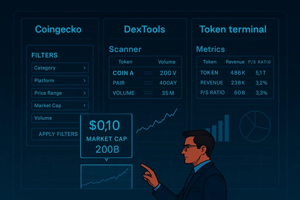 On-chain and token screening tools used to discover undervalued altcoins under $1.