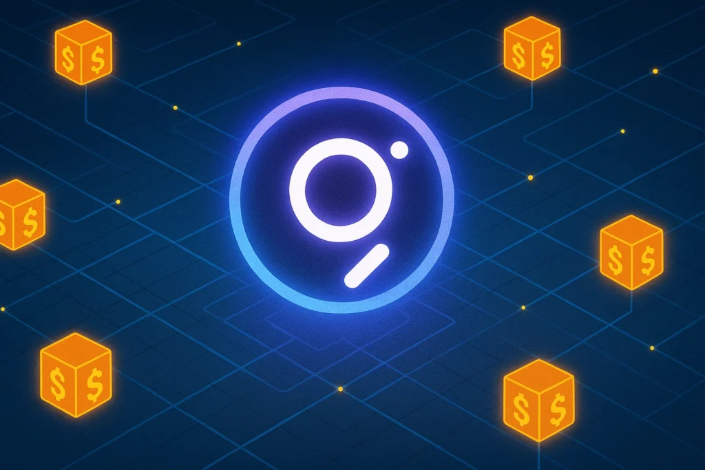 The Graph staking overview with validator nodes and blockchain background.