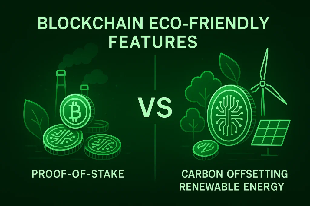 Key eco-friendly features of altcoins including proof-of-stake and carbon offsetting