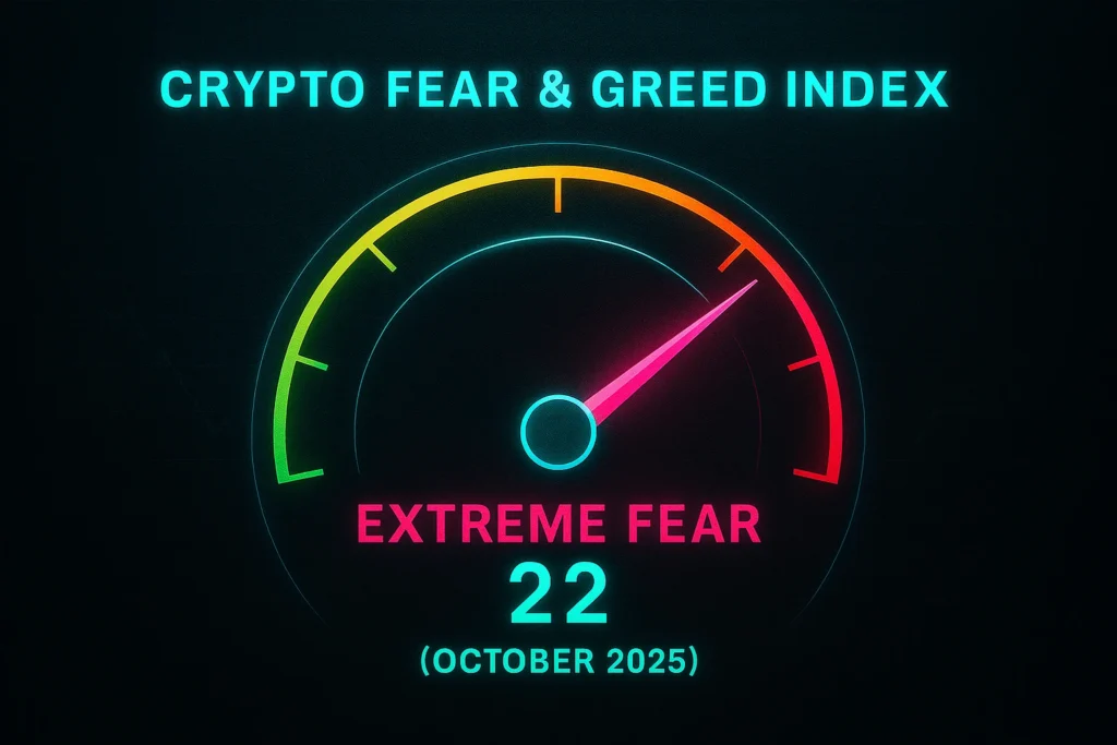 Crypto Fear and Greed Index showing extreme fear at level 22 during the 2025 market crash.