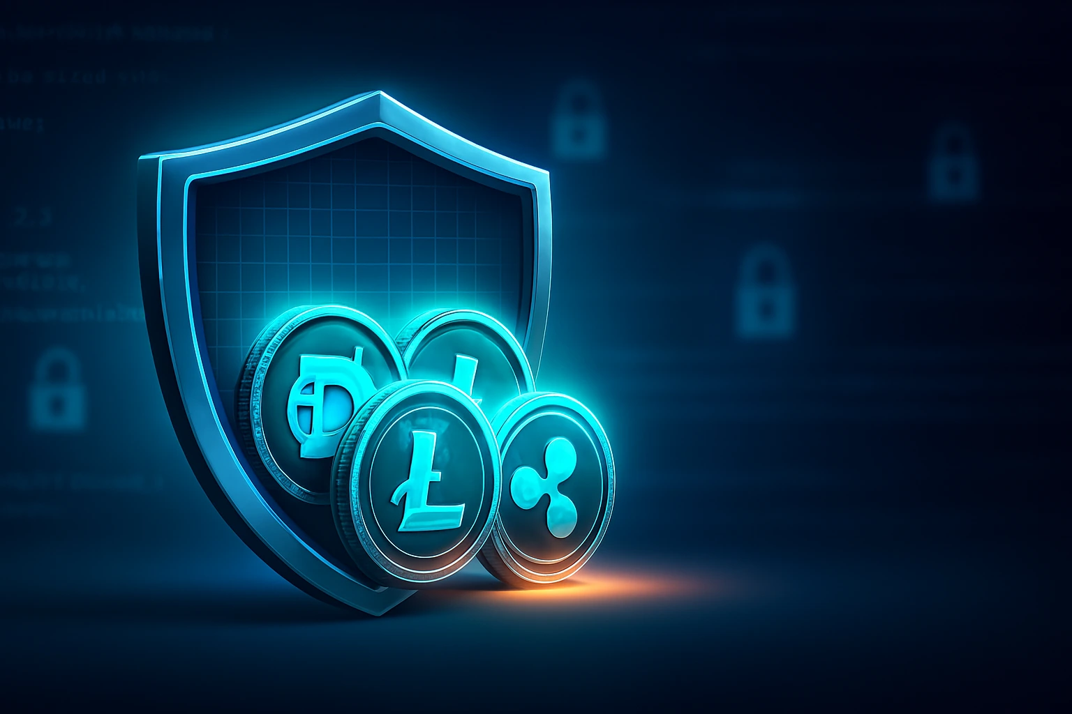 Privacy altcoins under $1 represented as coins protected by a digital shield